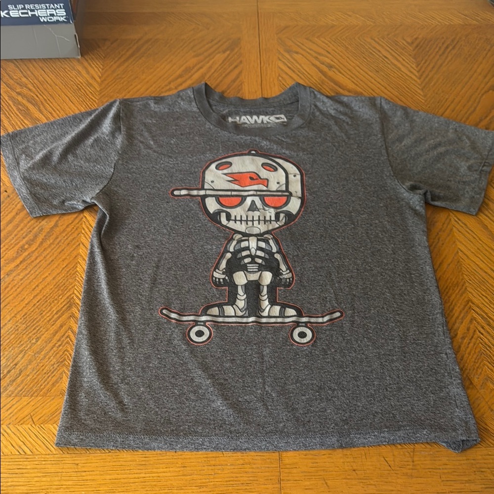 Tony Hawk Kids Charcoal Skull Skateboard Tee
